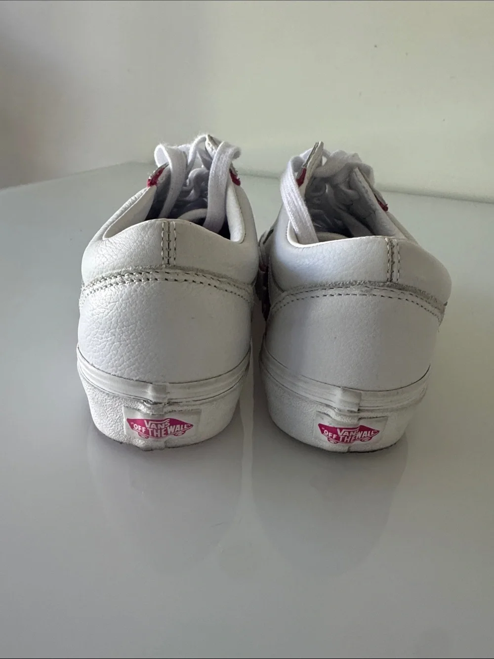 Vans Old Skool Bolt Pop Pink Glow White Leather Sneakers Size 7.5 - Picture 7 of 9